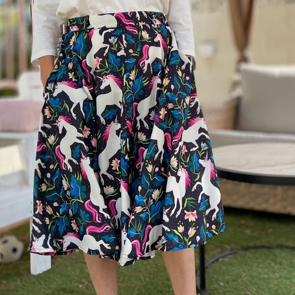 Brand New LA SOUL Beautiful A Line, Circle Midi Flowy UNICORN Skirt